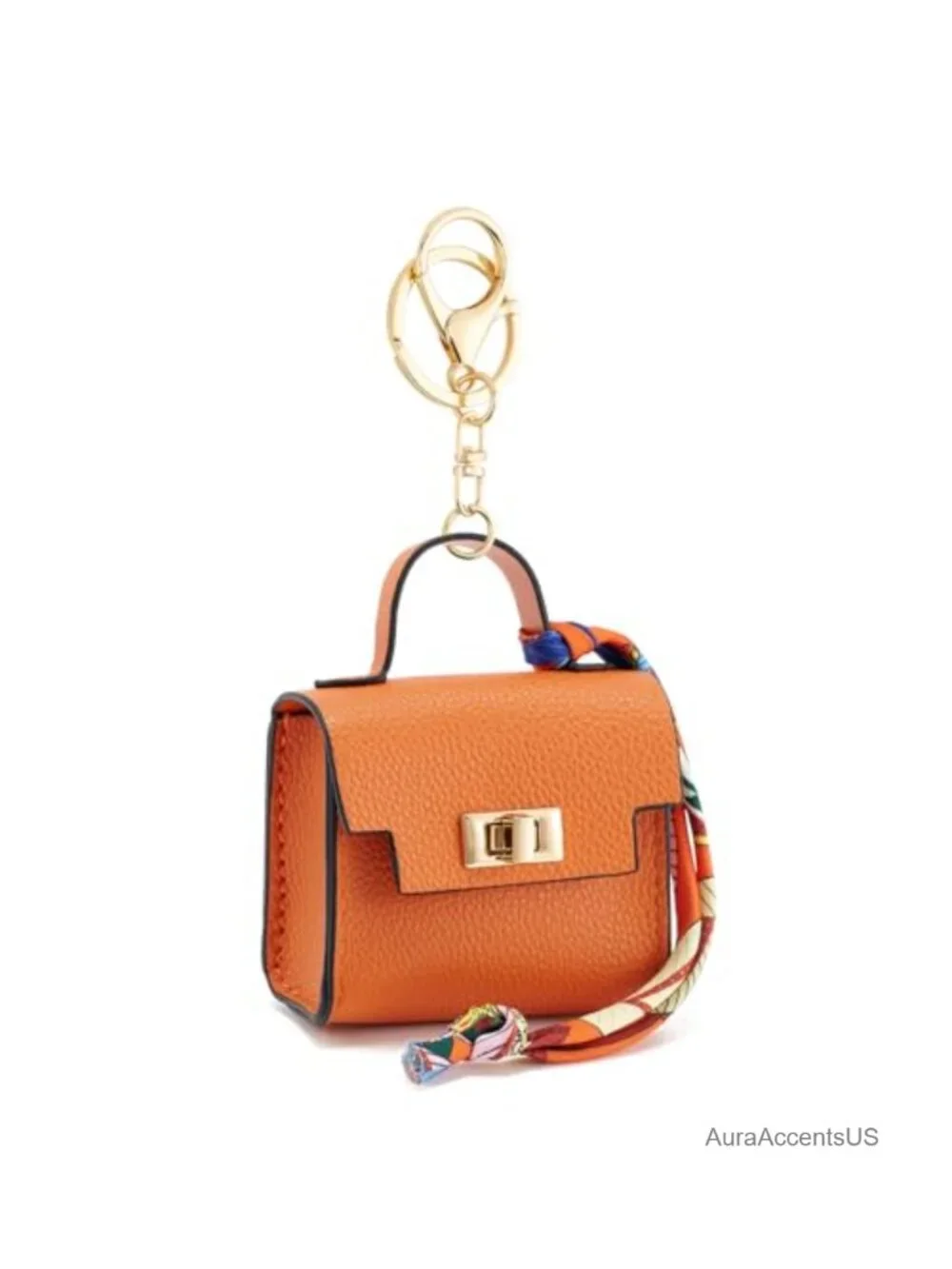 Women's Mini Backpack Keychain Coin Purse Twist Lock Faux Leather Pouch